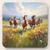 Wild Horses Running in a Wildflower Meadow コースター (正面)