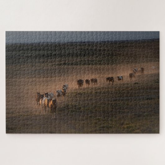 Wild Horses Walking Towards Desert ジグソーパズル (横)