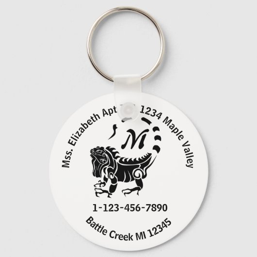 Wild Iguana Lost Home Contact Information Keychain キーホルダー (正面)