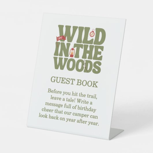 Wild In The Woods Kids Guest Book Birthday 台座サイン (正面)