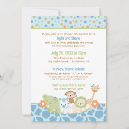 Wild Jungle Animals Baby Boy Shower Invitation 招待状
