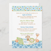Wild Jungle Animals Baby Boy Shower Invitation 招待状 (正面/裏面)