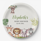 Wild Jungle Animals Baby Shower ペーパープレート (正面)