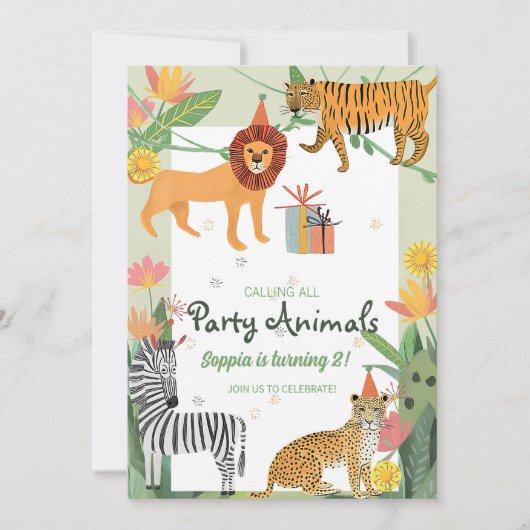 Wild Jungle Birthday Invitation 招待状 (正面)