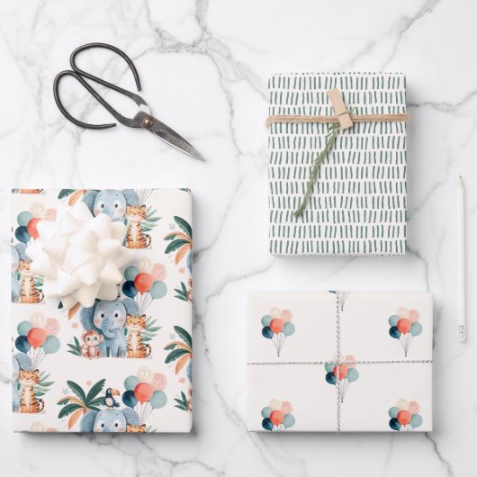 Wild Jungle Birthday Party Pattern ラッピングペーパーシート (正面)