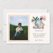 Wild Jungle Birthday Party Photo Thank You Card 招待状 (正面)