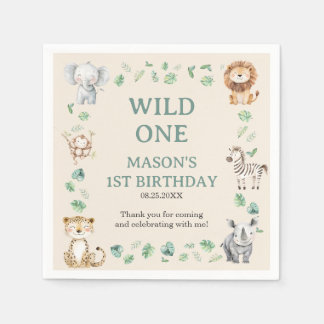 Wild Jungle Safari Animals Birthday スタンダードカクテルナプキン