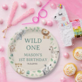 Wild Jungle Safari Animals Birthday ペーパープレート (パーティー)