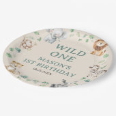 Wild Jungle Safari Animals Birthday ペーパープレート (アングル)
