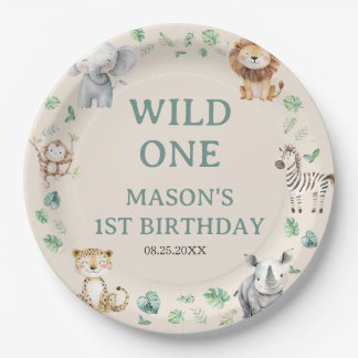 Wild Jungle Safari Animals Birthday ペーパープレート