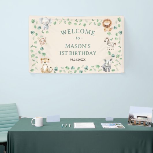 Wild Jungle Safari Animals Birthday 横断幕 (トレードショー)