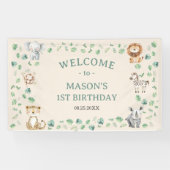 Wild Jungle Safari Animals Birthday 横断幕 (横)