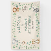 Wild Jungle Safari Animals Birthday 横断幕 (縦)