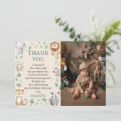 Wild Jungle Safari Animals Birthday Photo サンキューカード (スタンド正面)