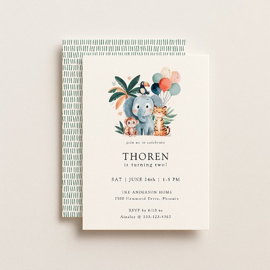 Wild Jungle Theme Birthday Party 招待状
