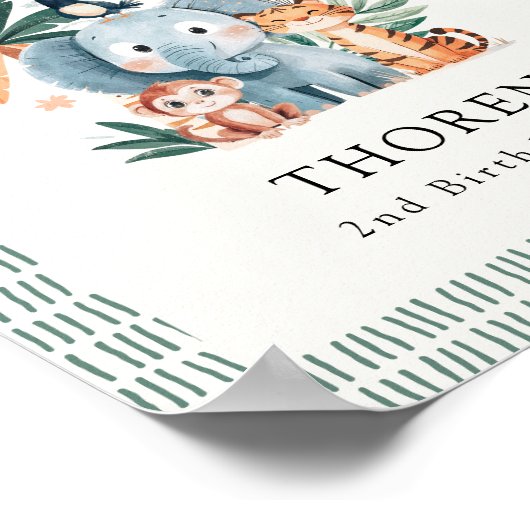 Wild Jungle Theme Birthday Party Welcome ポスター (角)