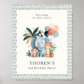 Wild Jungle Theme Birthday Party Welcome ポスター (正面)