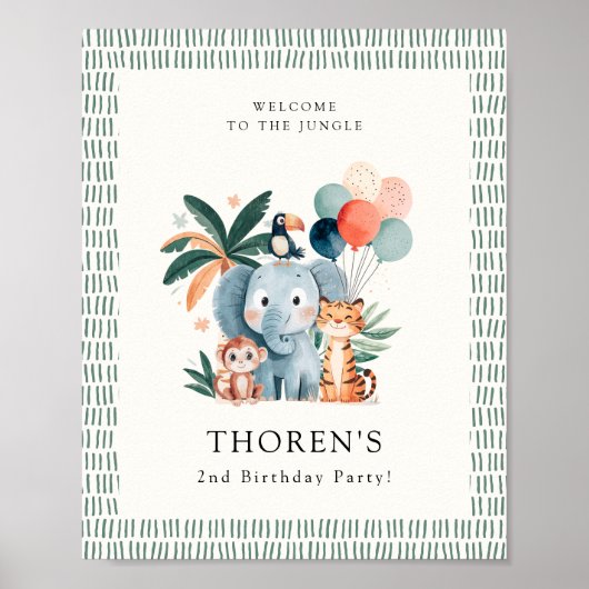 Wild Jungle Theme Birthday Party Welcome ポスター (正面)