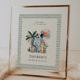 Wild Jungle Theme Birthday Party Welcome ポスター