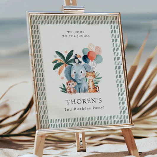 Wild Jungle Theme Birthday Party Welcome ポスター