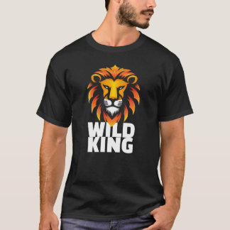 WILD KING グラフィックTシャツ – ライオンの顔フラットデザイン Tシャツ