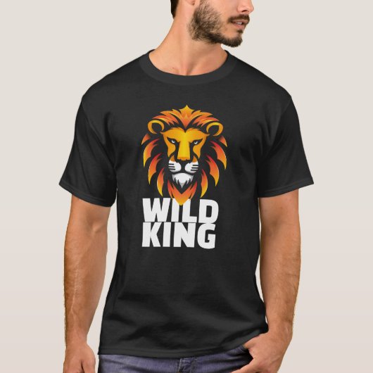 WILD KING Graphic Tee – Flat Lion Head Design Tシャツ (正面)