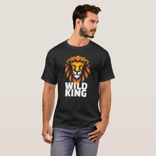 WILD KING Graphic Tee – Flat Lion Head Design Tシャツ (正面フル)