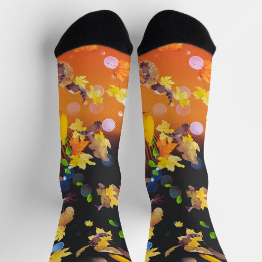 wild leaves falling crew Socks ソックス (上部)