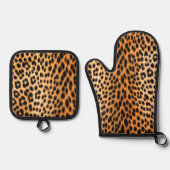 Wild Leopard Energy – Bold Animal Print Fashion 鍋つかみ&鍋敷きセット (正面)