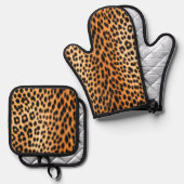 Wild Leopard Energy – Bold Animal Print Fashion 鍋つかみ&鍋敷きセット (正面/裏面)