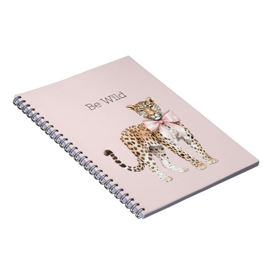 Wild Leopard Pink Bow   ノートブック (右側)