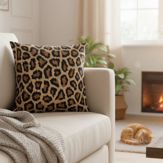 Wild Leopard Print Decorative Throw Pillow クッション