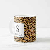 Wild Leopard Print Initial Custom Name Mug コーヒーマグカップ (正面左)