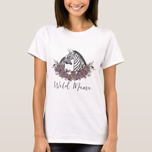 Wild Mama Zebra Safari Baby Shower Mommy Tシャツ (正面)
