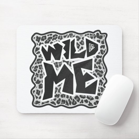 Wild Me Leopard White and Black マウスパッド (マウス)