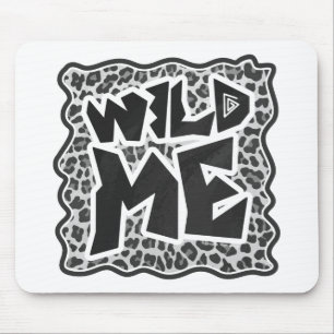Wild Me Leopard White and Black マウスパッド