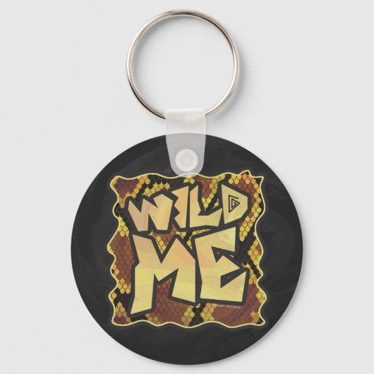 Wild Me Snake Brown and Gold Print キーホルダー (正面)