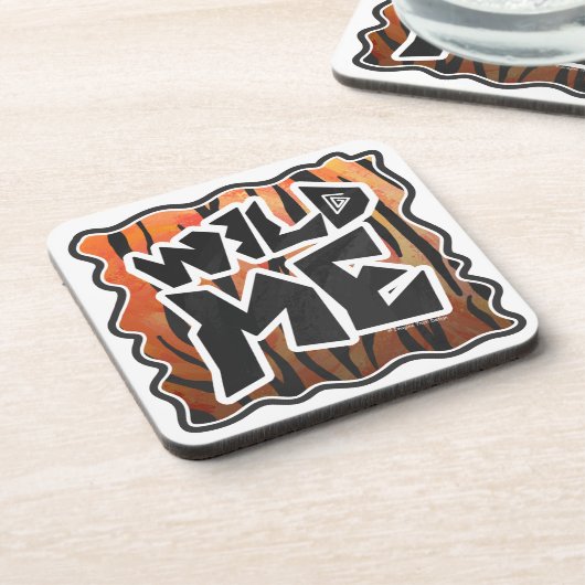 Wild Me Tiger Hot orange and Black Print コースター (左側)
