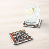 Wild Me Tiger Hot orange and Black Print コースター (右側)