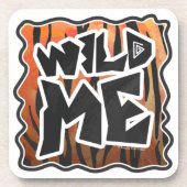 Wild Me Tiger Hot orange and Black Print コースター (正面)