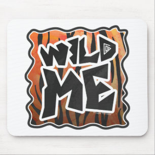 Wild Me Tiger Hot orange and Black Print マウスパッド