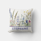Wild Meadow Botanical Watercolor クッション (正面)