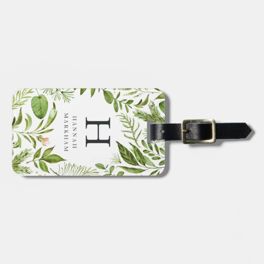 Wild Meadow | Green Botanical Monogram ラゲッジタグ (正面横)