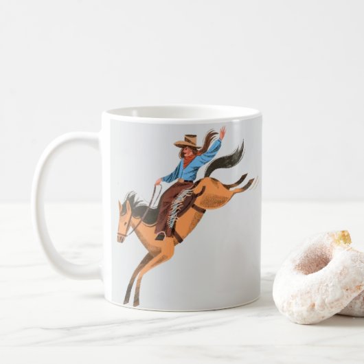 Wild Morning Ride – Whimsical Cowboy Coffee Mug コーヒーマグカップ (ドーナツ)