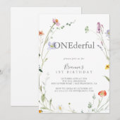 Wild Multicolor Floral Onderful Birthday Party 招待状 (正面/裏面)