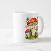 Wild mushrooms and flowers in grass forest nature ジャンボコーヒーマグカップ (正面右)