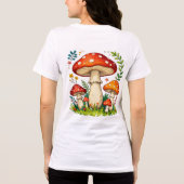 Wild mushrooms and flowers in grass forest nature トライブレンドTシャツ (裏面)