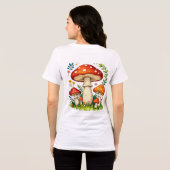 Wild mushrooms and flowers in grass forest nature トライブレンドTシャツ (裏面全面)