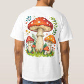 Wild mushrooms and flowers in grass forest nature tシャツ (裏面)