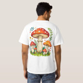 Wild mushrooms and flowers in grass forest nature tシャツ (裏面フル)